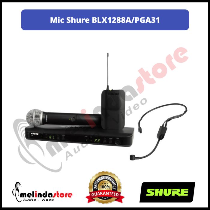 Microphone Wireless Shure BLX1288/PGA31 | Wireless Mic Shure Combo Handheld Headset